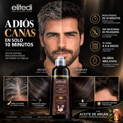 Tratamiento Rejuvenecedor ELITEDI™ | Champú Anti-Canas con Argán Orgánico 420ML